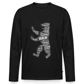 Berlin Bear - Men's Premium Organic Long Sleeve Shirt - black - Front - Nico (187cm)