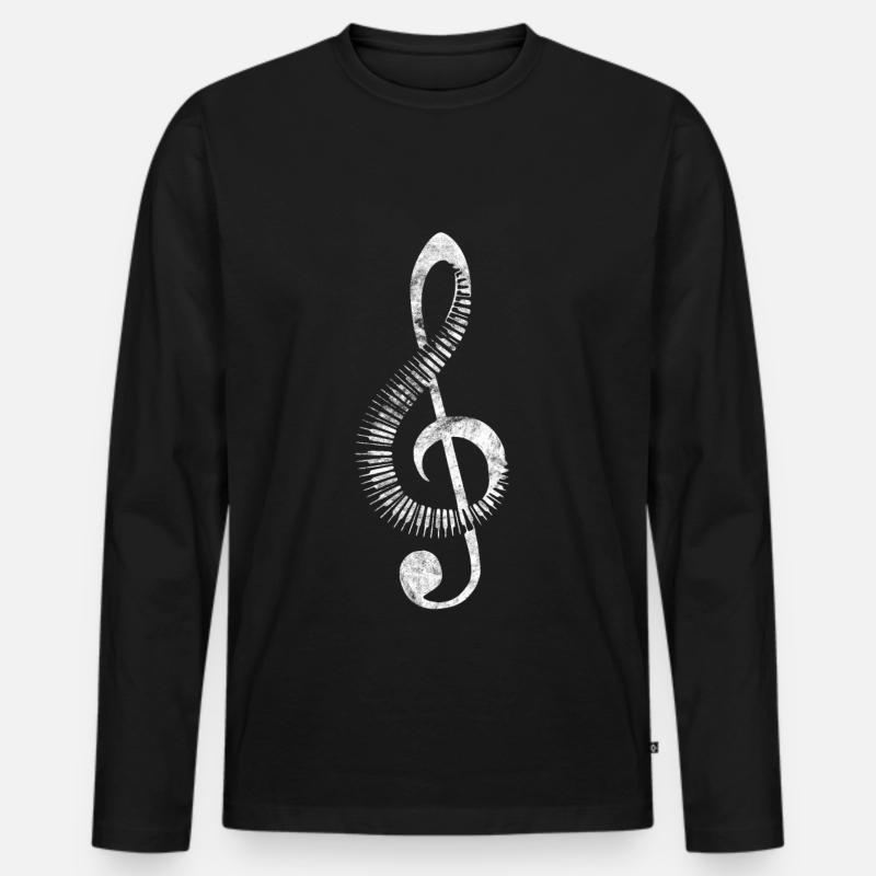 Notenschlüssel Keyboard - Männer Premium Bio Langarmshirt - Schwarz