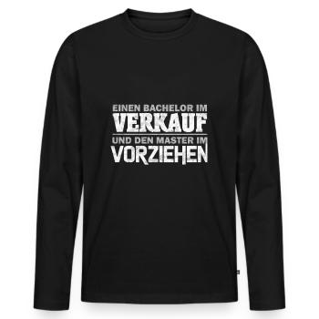 Bachelor Verkauf - Männer Premium Bio Langarmshirt - Schwarz - Vorne - Nico (187cm)