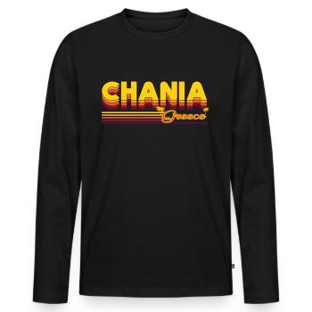 Chania: Mediterranean retro design - Men's Premium Organic Long Sleeve Shirt - black - Front - Nico (187cm)