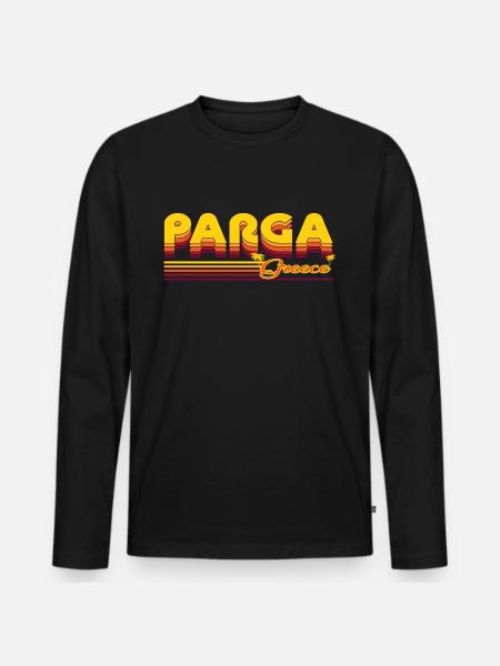 Parga: Summery retro design - Men's Premium Organic Long Sleeve Shirt - black
