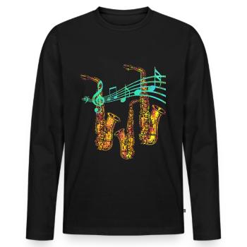 Saxophone saxophone musicien cadeau de musique - T-shirt manches longues Premium bio Homme - noir - Devant - Nico (187cm)