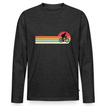 Funny Cycling Shirt, Retro Vintage Cycling Gift fo - Men's Premium Organic Long Sleeve Shirt - heather anthracite - Front - Nico (187cm)