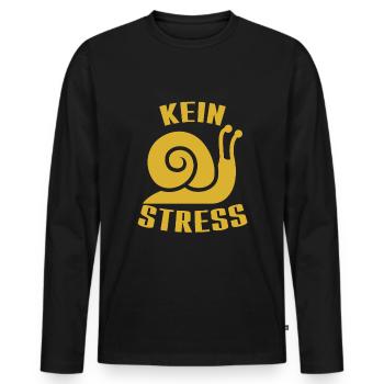 Kein Stress Schnecke Langsam Humor Lustig Spruch - Männer Premium Bio Langarmshirt - Schwarz - Vorne - Nico (187cm)