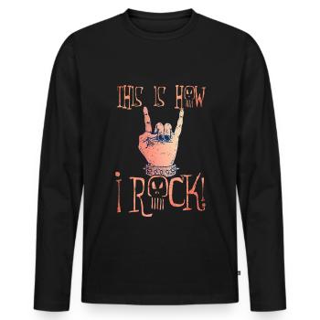 Rock and Roll Rock Roll Musique - T-shirt manches longues Premium bio Homme - noir - Devant - Nico (187cm)