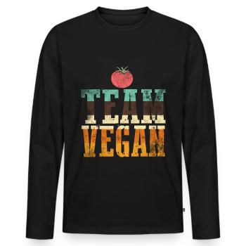 Vegan Essen Veganer - Männer Premium Bio Langarmshirt - Schwarz - Vorne - Nico (187cm)