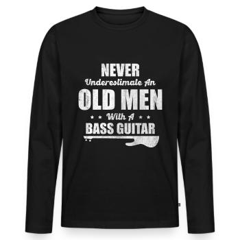 Bass Guitar Bass Guitarist - Men's Premium Organic Long Sleeve Shirt - black - Front - Nico (187cm)