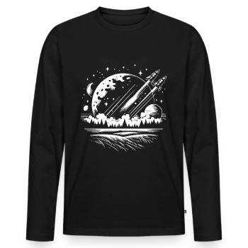 The Universe Space T-Shirt for Sci-Fi Fans - Men's Premium Organic Long Sleeve Shirt - black - Front - Nico (187cm)