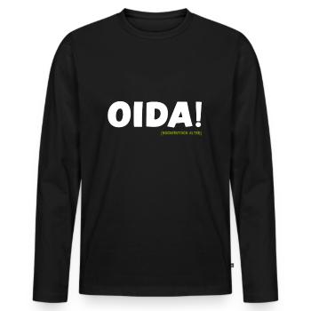Oida Alter Dialekt lustiger Spruch bayrisch - Männer Premium Bio Langarmshirt - Schwarz - Vorne - Nico (187cm)