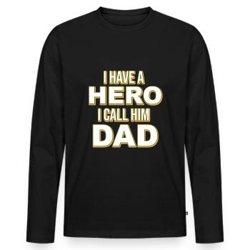 Famille cadeau papa héros héros père papa - T-shirt manches longues Premium bio Homme - noir - Devant - Nico (187cm)