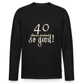 40ème cadeau d'anniversaire 2021 quarante ans - T-shirt manches longues Premium bio Homme - noir - Devant - Nico (187cm)