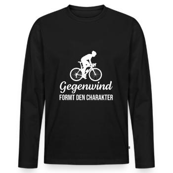 Fahrradfahrer Radsportler Gegenwind Geschenk - Männer Premium Bio Langarmshirt - Schwarz - Vorne - Nico (187cm)