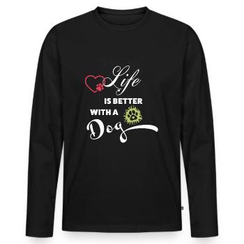 Hund Hundefreunde cooler Hund Geschenkidee - Männer Premium Bio Langarmshirt - Schwarz - Vorne - Nico (187cm)