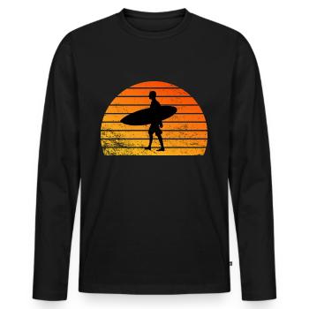 Surfing - Männer Premium Bio Langarmshirt - Schwarz - Vorne - Nico (187cm)
