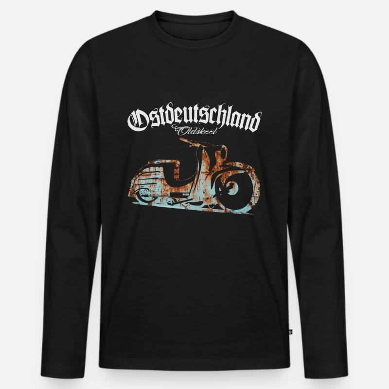 Simson Schwalbe - Ostdeutschland - Oldskool - Männer Premium Bio Langarmshirt - Schwarz