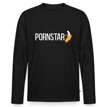 Pornstar Porno Star Erotik Banane - Männer Premium Bio Langarmshirt - Schwarz - Vorne - Nico (187cm)