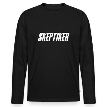 Skeptiker Statement Design Geschenkidee - Männer Premium Bio Langarmshirt - Schwarz - Vorne - Nico (187cm)