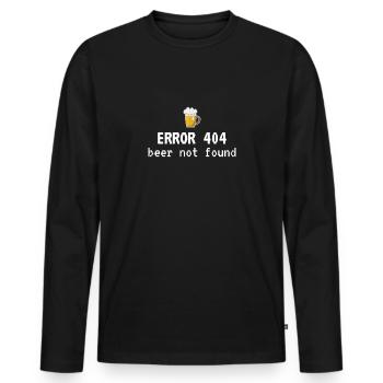 Lustiger Slogan Error 404 Beer Not Found - Männer Premium Bio Langarmshirt - Schwarz - Vorne - Nico (187cm)