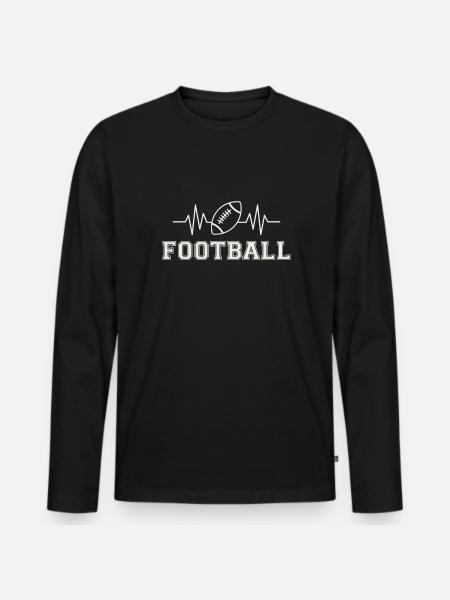 EKG Puls Herzlinie Football US Sport Geschenk - Männer Premium Bio Langarmshirt - Schwarz