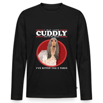 Afghan Greyhound Gift - Men's Premium Organic Long Sleeve Shirt - black - Front - Nico (187cm)