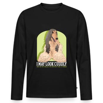 Afghan Hound Gifts - Men's Premium Organic Long Sleeve Shirt - black - Front - Nico (187cm)