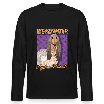 Afghan Greyhound Owner Gift - Men's Premium Organic Long Sleeve Shirt - black - Front - Nico (187cm)