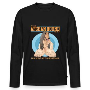 Afghan Greyhound Dog Gift - Men's Premium Organic Long Sleeve Shirt - black - Front - Nico (187cm)
