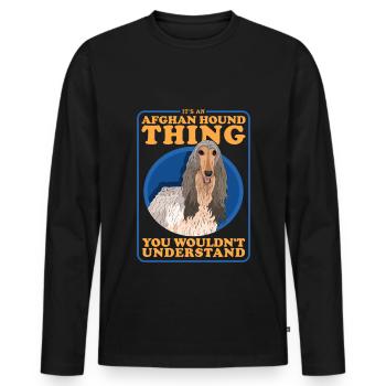 Afghan Greyhound Dog Gifts - Men's Premium Organic Long Sleeve Shirt - black - Front - Nico (187cm)