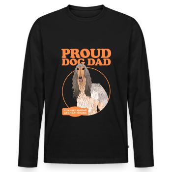 Lévrier afghan papa chien papa cadeau - T-shirt manches longues Premium bio Homme - noir - Devant - Nico (187cm)