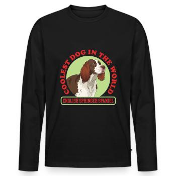 English Springer Spaniel Hunde Geschenk - Männer Premium Bio Langarmshirt - Schwarz - Vorne - Nico (187cm)