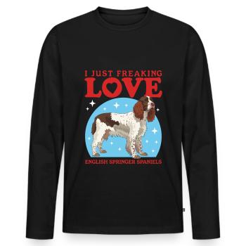 English Springer Spaniel Hundeliebhaber Geschenk - Männer Premium Bio Langarmshirt - Schwarz - Vorne - Nico (187cm)