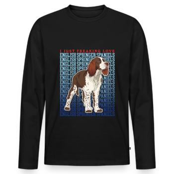 English Springer Spaniel Dog Lover Gifts - Men's Premium Organic Long Sleeve Shirt - black - Front - Nico (187cm)