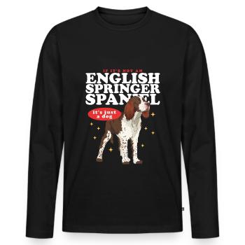 English Springer Spaniel Gift - Men's Premium Organic Long Sleeve Shirt - black - Front - Nico (187cm)