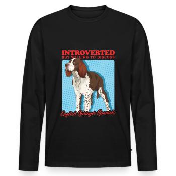 English Springer Spaniel Gift - Men's Premium Organic Long Sleeve Shirt - black - Front - Nico (187cm)