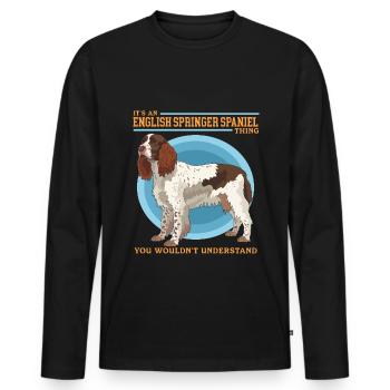 English Springer Spaniel Dog Gift - Men's Premium Organic Long Sleeve Shirt - black - Front - Nico (187cm)