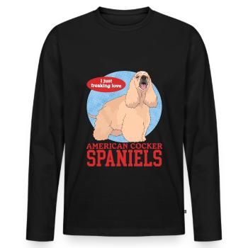 American Cocker Spaniel Owner Gifts - Men's Premium Organic Long Sleeve Shirt - black - Front - Nico (187cm)
