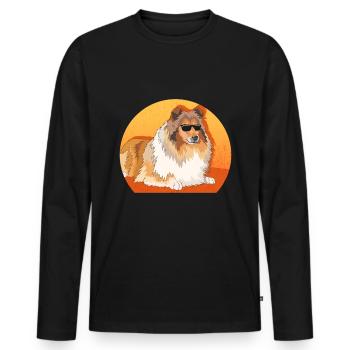 Collie Longhair Collie Rough Collies Gifts - Men's Premium Organic Long Sleeve Shirt - black - Front - Nico (187cm)