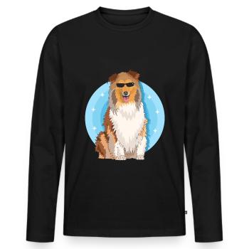 Collie Dogs Longhair Collie Rough Collies Gift - Men's Premium Organic Long Sleeve Shirt - black - Front - Nico (187cm)