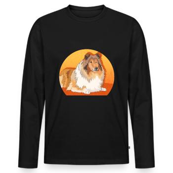 Collie Longhair Collie Rough Collies Gifts - Men's Premium Organic Long Sleeve Shirt - black - Front - Nico (187cm)