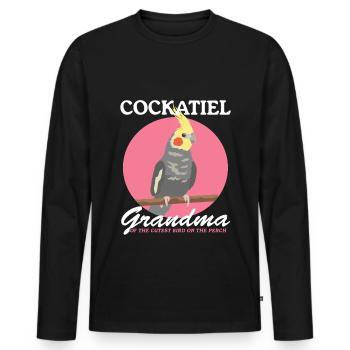 Cadeau propriétaire de l’oiseau calopsitte grand-mère - T-shirt manches longues Premium bio Homme - noir - Devant - Nico (187cm)