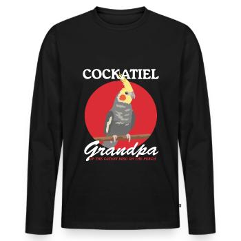 Cadeau de propriétaire de grand-père d’oiseau calopsitte - T-shirt manches longues Premium bio Homme - noir - Devant - Nico (187cm)