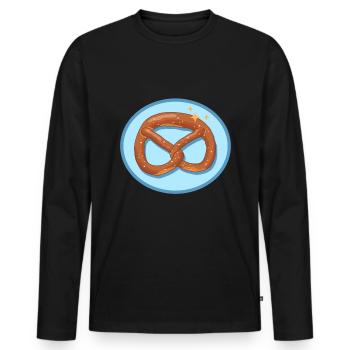 Bretzel Bretzels Cadeau d’amoureux des bretzels - T-shirt manches longues Premium bio Homme - noir - Devant - Nico (187cm)