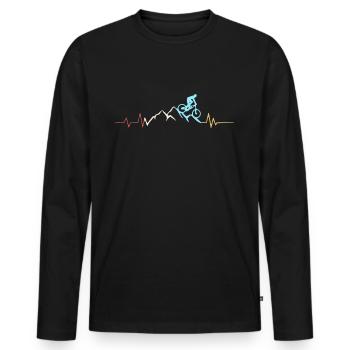 Battement de coeur rétro VTT - T-shirt manches longues Premium bio Homme - noir - Devant - Nico (187cm)