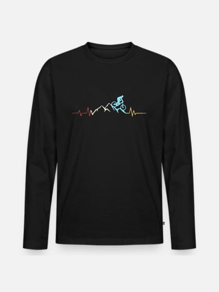 MTB Retro Heartbeat - Men's Premium Organic Long Sleeve Shirt - black