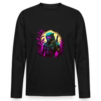 Ninja Cyber Warrior Samurai Geschenk - Männer Premium Bio Langarmshirt - Schwarz - Vorne - Nico (187cm)