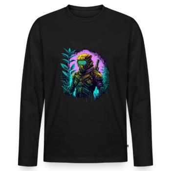 Ninja Cyber Warrior Samurai Geschenk - Männer Premium Bio Langarmshirt - Schwarz - Vorne - Nico (187cm)