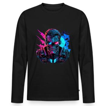 Futuristic robot Cyber Warrior Gift - Men's Premium Organic Long Sleeve Shirt - black - Front - Nico (187cm)