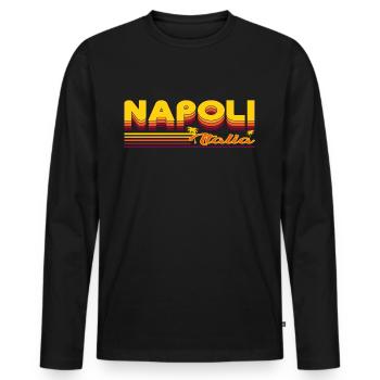 Naples, design estival cool de Naples - T-shirt manches longues Premium bio Homme - noir - Devant - Nico (187cm)