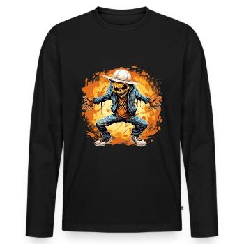 Happy Halloween Jack O Lantern Dabbing Monster - Men's Premium Organic Long Sleeve Shirt - black - Front - Nico (187cm)