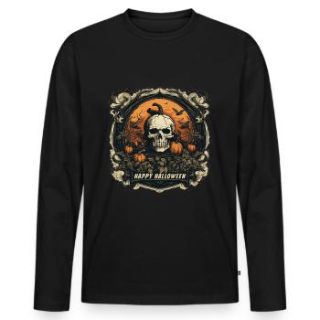 Halloween Jack O Lantern Skull Pumpkin - Men's Premium Organic Long Sleeve Shirt - black - Front - Nico (187cm)